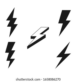 Lightning bolt icon set, Energy and thunder electricity symbol concept, vector Illustration