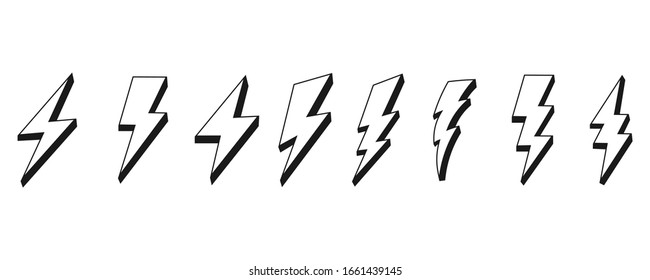 Lightning bolt icon set, Energy and thunder electricity symbol concept, vector Illustration