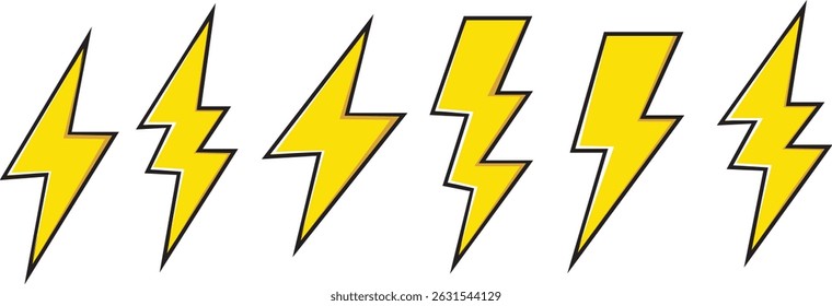 Lightning bolt icon set, Energy and thunder electricity symbol concept, vector Illustration