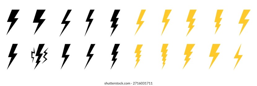 Icono del perno del relámpago Conjunto de energía Ilustración de símbolo de energía