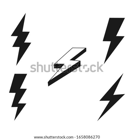 Lightning bolt icon set, Energy and thunder electricity symbol concept, vector Illustration