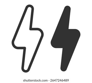 Lightning bolt icon set on transparent background