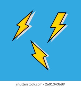 Lightning bolt icon set stock illustration