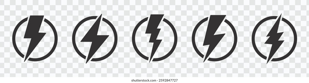 Lightning Bolt Icon Set | Thunderbolt Flash Electric Symbol