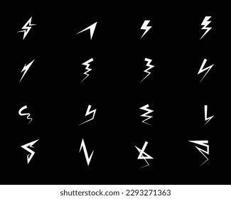 Lightning bolt icon set vector