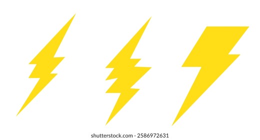 Lightning bolt icon set, vector