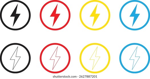 Lightning bolt icon set. Lightning bolt icon. Lightning bolt vector illustration.