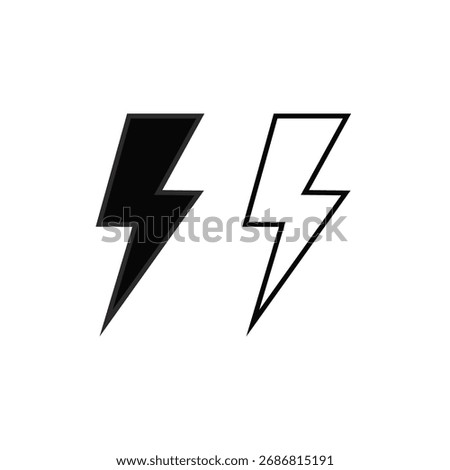 Lightning bolt icon silhouette vector flat illustration design. Lightning bolt outline.