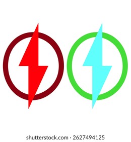 Lightning bolt icon, simple flat style, illustration, logo sign symbol pictogram template, for ui or ux isolated on white for mobile app, editable