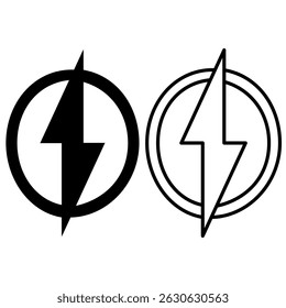Lightning bolt icon, simple flat style, illustration, logo sign symbol pictogram template, for ui or ux isolated on white for mobile app, editable