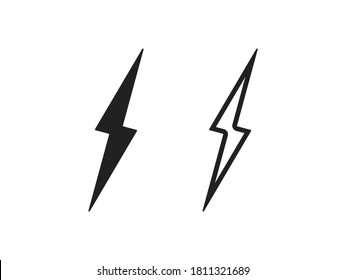 Lightning bolt icon simple set. Electric power sign in vector flat style.