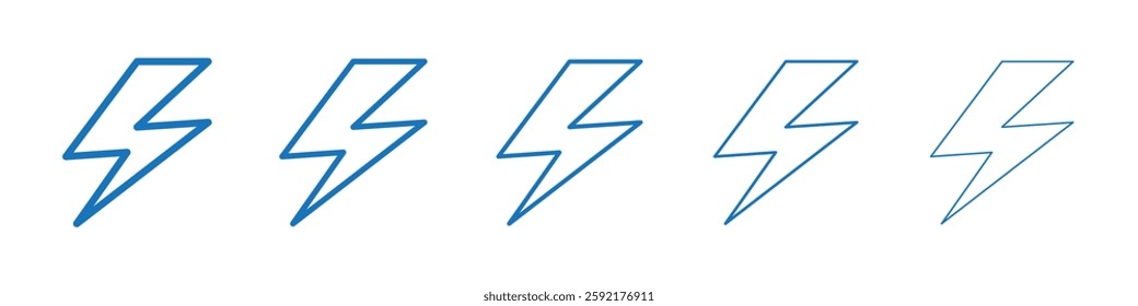 Lightning bolt icon Symbol collection thin outline set