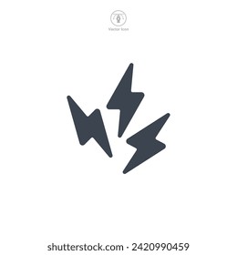 Lightning Bolt Icon symbol vector illustration isolated on white background