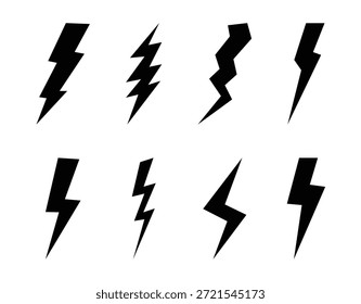 Ícone de raio simbolizando energia, eletricidade e energia. Minimalista trovão energia poder elétrica flash símbolos elétricos tempo eletricidade. Ilustração vetorial isolada sobre fundo branco.