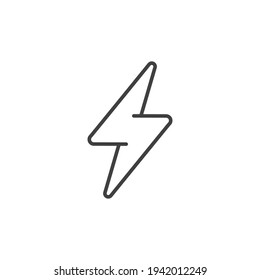 Lightning bolt icon in thin line style, Thunderbolt isolated on white background, flash electric symbol, Vector illustration