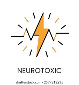 A lightning bolt icon in vector, symbolizing neurotoxic shocks and electrical brain activity, with an editable stroke.