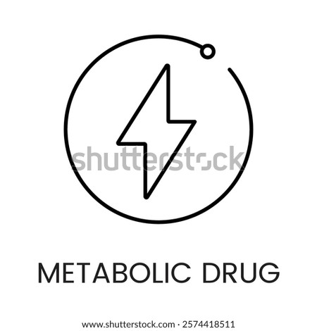 A lightning bolt icon in vector, symbolizing energy metabolism or stimulative drugs, with an editable stroke.