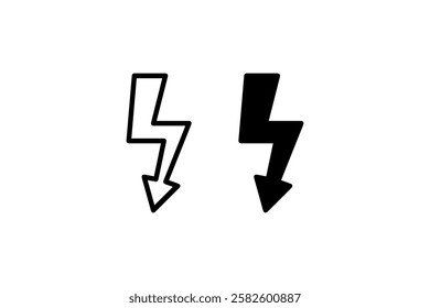 Lightning bolt icons in black and white Vector