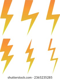 Lightning bolt icons collection. Flash symbol, thunderbolt. Simple lightning strike sign. Vector illustration.