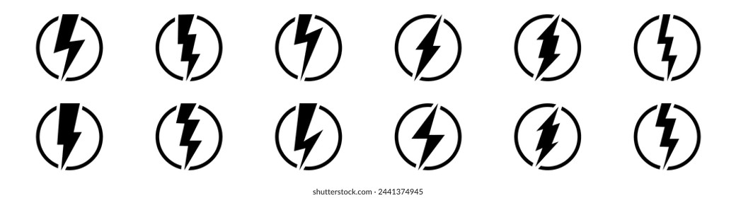 Lightning bolt icons collection. Lightning icon set. Vector illustration.