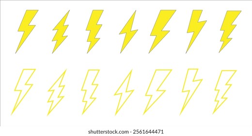 lightning bolt icons set isolated on grey background. thunderbolt vector illustrations. lightning bolt.Thunderbolt flat style.vector synbol