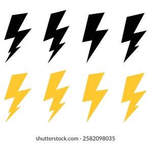 Lightning bolt icons set isolated on white background. Lightning icon set. electric lighting bolt icon vector on white background