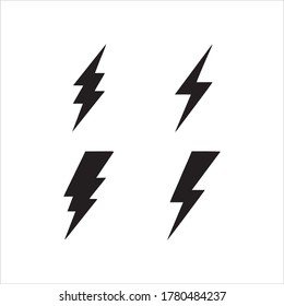 Iconos de perno relámpago. Tornillo, icono de paro relámpago aislado sobre fondo blanco. Ilustración del vector