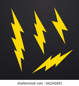 Lightning bolt icons set, thunderbolt vector illustration