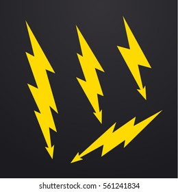 Lightning bolt icons set, thunderbolt vector illustration