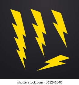 Lightning Bolt Icons Set, Thunderbolt Vector Illustration