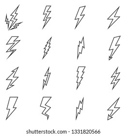 Lightning Bolt Icons Thin Line Design Stock Vector (royalty Free 