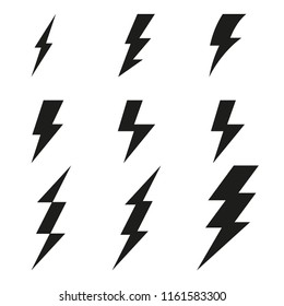 Lightning bolt icons. Thunderbolt. Vector set