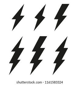 Lightning bolt icons. Thunderbolt. Vector set