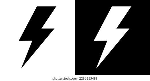 Lightning bolt icons. Two-tone version on black and white background
