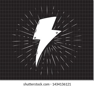 Lightning bolt icons .Vector lightning bolt signs with sunburst effect