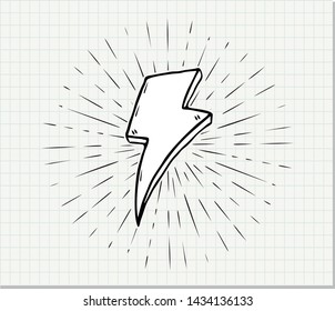 Lightning bolt icons .Vector lightning bolt signs with sunburst effect