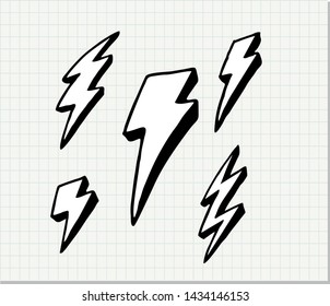 Lightning bolt icons .Vector lightning bolt signs with sunburst effect.Vintage thunder symbol with sunburst in grunge background