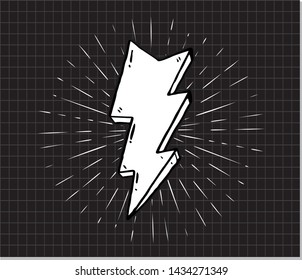 Lightning bolt icons .Vector lightning bolt signs with sunburst effect.