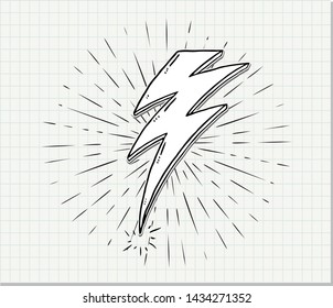 Lightning bolt icons .Vector lightning bolt signs with sunburst effect.