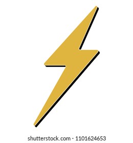 Lightning Bolt Illustration - Yellow lightning bolt with some shadow or outline detail