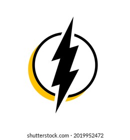 Lightning bolt inside circle. Thunderbolt, lightning strike. Modern flat style vector illustration.