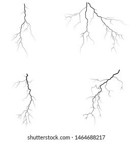 Lightning Outline Icons Set Electric Flash Stock Vector (Royalty Free ...