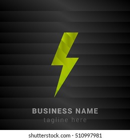 Lightning Bolt Lime Green and Black silk fashion premium icon / Logo