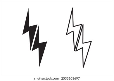 lightning bolt line icon design vector template and Thunderbolt line icon vector element design