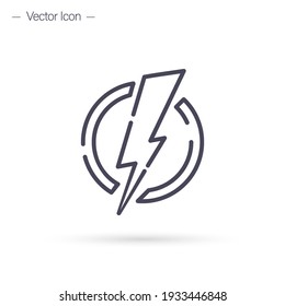 Lightning bolt line icon. Electric power vector logo design element.