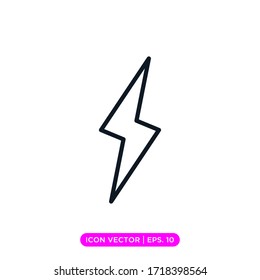 Lightning bolt line icon vector design template with editable stroke