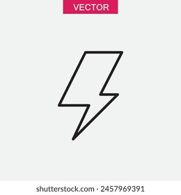 Lightning bolt line icon.vector flat Flash light symbol on white background..eps