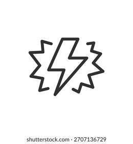 Blitzschlag, lineares Symbol. Energie- und Stromsymbol. Linie mit editierbarem Strich.