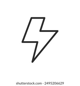 Blitz, lineares Stilsymbol. Bearbeitbare Strichbreite