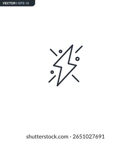 Lightning bolt, linear style sign for mobile concept and web design. Symbol, logo illustration. Pixel perfect vector graphics
